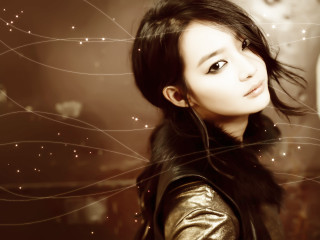 Woman long hair gold jacket - chen jiru free wallpaper for desktop