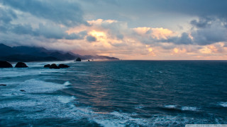 Water mountain clouds sky view - a view of a body free wallpaper