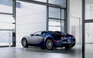 Blue sports car glass doors - the side of its free wallpaper