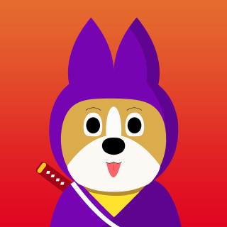Dog purple outfit red knife - vector art free wallpaper for tablet