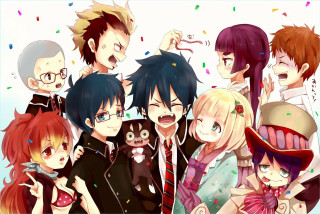 Anime characters group photo confetti - a picture together free wallpaper for desktop