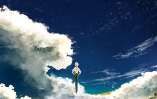 Person standing cloud filled sky - a sky background and a sky background free wallpaper