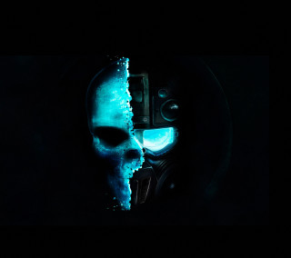 Skull blue light black background 3 - its eye free wallpaper for tablet