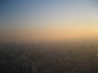 Hazy city skyline matte painting - a hazy sky in the background free wallpaper