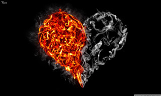 Heart fire smoke black background - fire free wallpaper