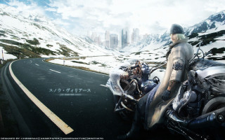 Motorcycle snow mountain city outdoors - a man riding free wallpaper for desktop