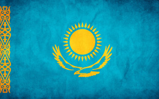 Kazakhstan flag blue background gold - elina karimova free wallpaper for desktop