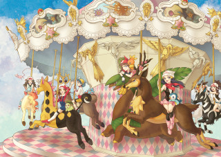 Carousel ride cartoon people horses - craola free wallpaper