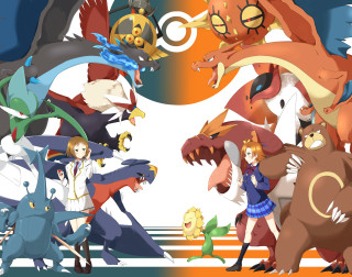 Pokemon group white background blue - a group of pokemons free wallpaper