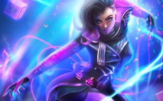 Futuristic woman sword glowing lights - a futuristic suit free wallpaper for desktop
