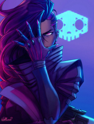 Woman purple hair skull head 2 - epsylon point free wallpaper for mobile