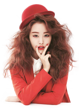 Woman red hat coat red - choi buk free wallpaper for mobile