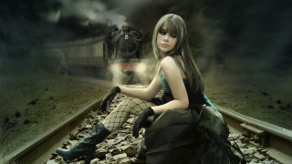Gothic train portrait blonde armor - fashion photography free wallpaper