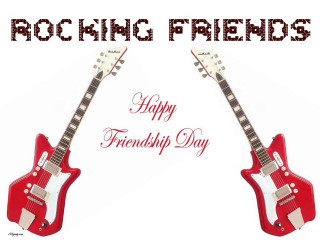 Red guitar happy friend day - a red guitar free wallpaper