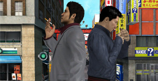 Two men smoking cigarettes city - video game free wallpaper