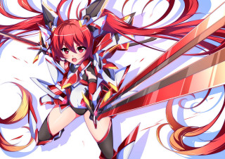 Anime girl red hair sword 2 - red hair and a sword free wallpaper