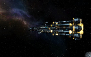 Spaceship yellow light planet stars - yellow light free wallpaper for desktop