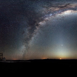 Large star filled sky tower - free space wallpaper for tablet