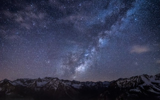 Night sky stars mountain range 3 - star and a mountain range in the background free wallpaper