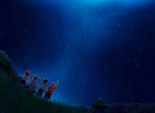 Starry sky moon aliens festival - night sky free wallpaper