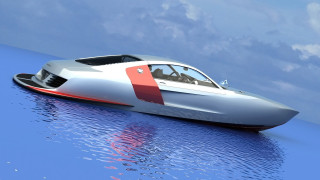 Futuristic car floating water sky - the side of the car free wallpaper