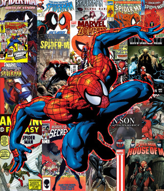 Spider man collage comic covers - a wallpaper background free wallpaper for tablet
