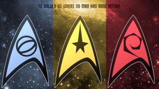 Star trek insignias space scene - the background and a quote free wallpaper