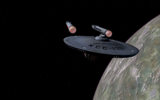 Spaceship flying planet sky moon 3 - a moon in the background free wallpaper