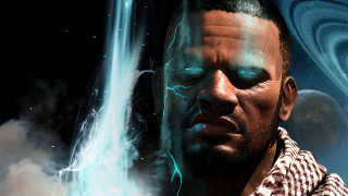 Strange faced man lightning effect - strange free wallpaper for desktop