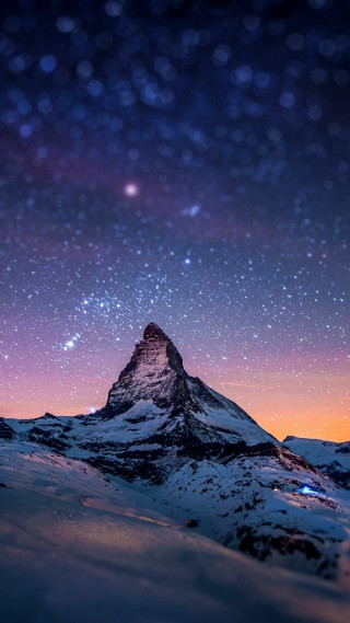Mountain starry sky night aurora - a few star free wallpaper