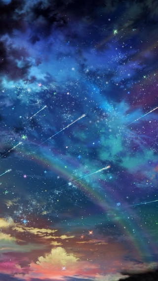 Colorful sky stars rainbow middle - a colorful sky free wallpaper for mobile