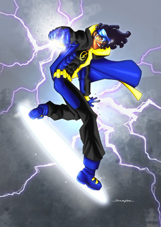 Afrofuturism snowboarder lightning jacket blue - afrofuturism free wallpaper for mobile