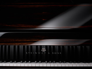 Piano blackcase whitekeyboard logo blackbackground - a black case free wallpaper