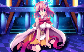 Anime girl floor bow pink - a anime girl free wallpaper for desktop