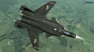 Fighter jet flying green field 2 - area free wallpaper