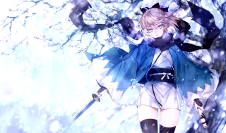Anime character sword snow tree - a sword in the snow free wallpaper