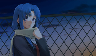 Blue hair scarf fence night - a fence free wallpaper