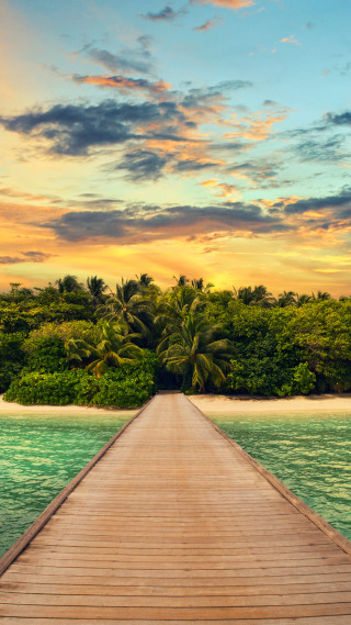 Wooden dock ocean tropical island - a wooden dock free wallpaper for mobile