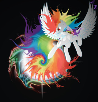 Rainbow unicorn flying wings spread - plasma free wallpaper for tablet