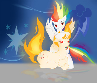 Rainbow pony white pony blue - fructose free wallpaper