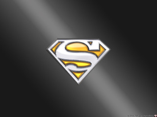 Superman logo shiny silver yellow - a superman logo free wallpaper for desktop