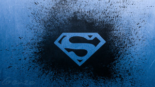 Blue black superman symbol background - black spot free wallpaper