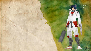 Man white suit suitcase cigarette - a drawing of a man free wallpaper