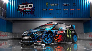 Car monster wheels garage blue 2 - monster free wallpaper