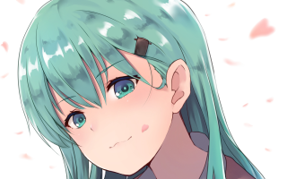 Girl green hair blue eyes 2 - a black nose free wallpaper