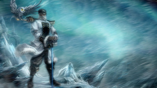 Man sword bird mountain ice - a sword and a bird free wallpaper