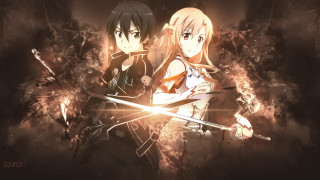 Anime characters swords smoke dark - two anime characters holding sword free wallpaper