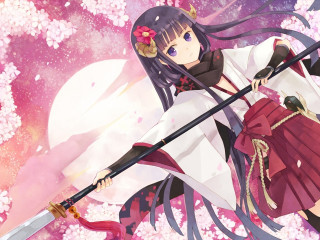 Woman white dress sword pink - a white dress holding free wallpaper