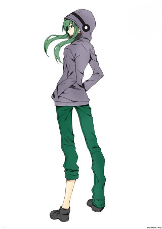 Woman gray hoodie green pants - her hip free wallpaper for mobile