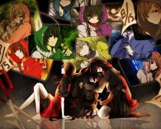 Anime couple sitting floor pictures - a couple of anime characters sitting next free wallpaper